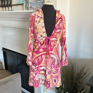 Vintage Juicy Couture terry paisley patterned cover up sz L